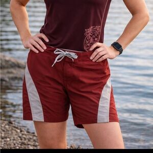 WOMEN’S SIZE 12 MAROON/GRAY WATERGIRL BY PATAGONIA BOARD SHORTS